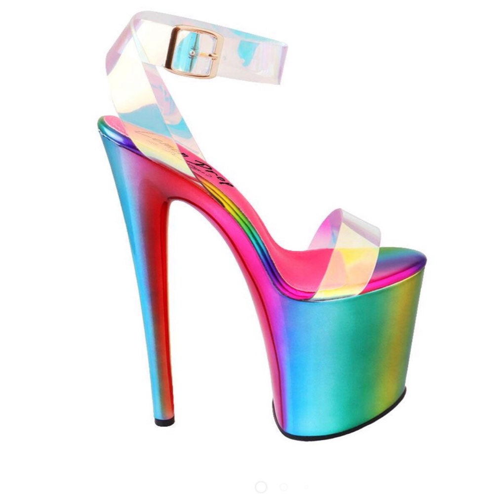 Platform Rainbow heels lemon drop Beatrice 8 new